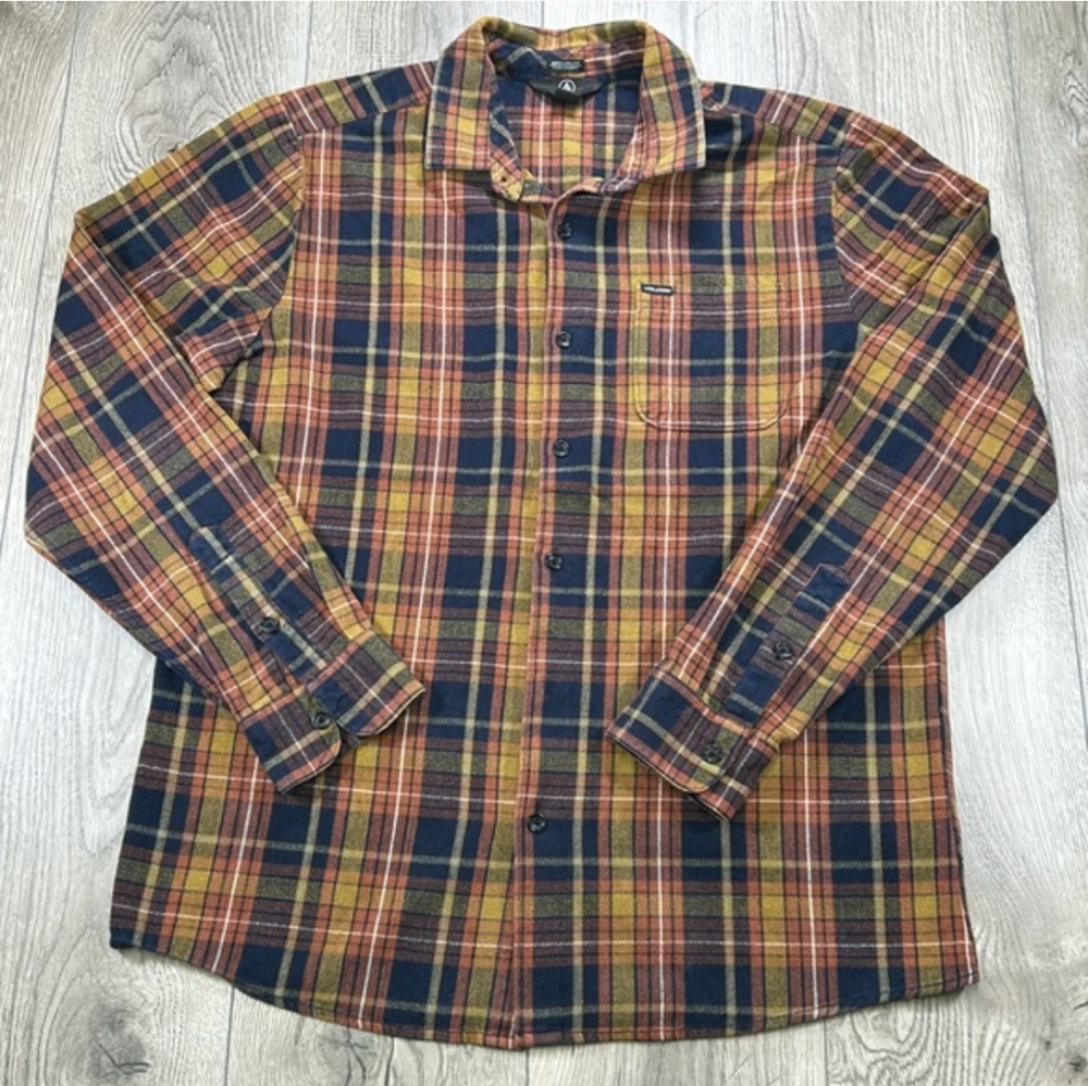 Volcom - Modern Fit Plaid Button Up Shirt - Flannel Cotton - Size Large